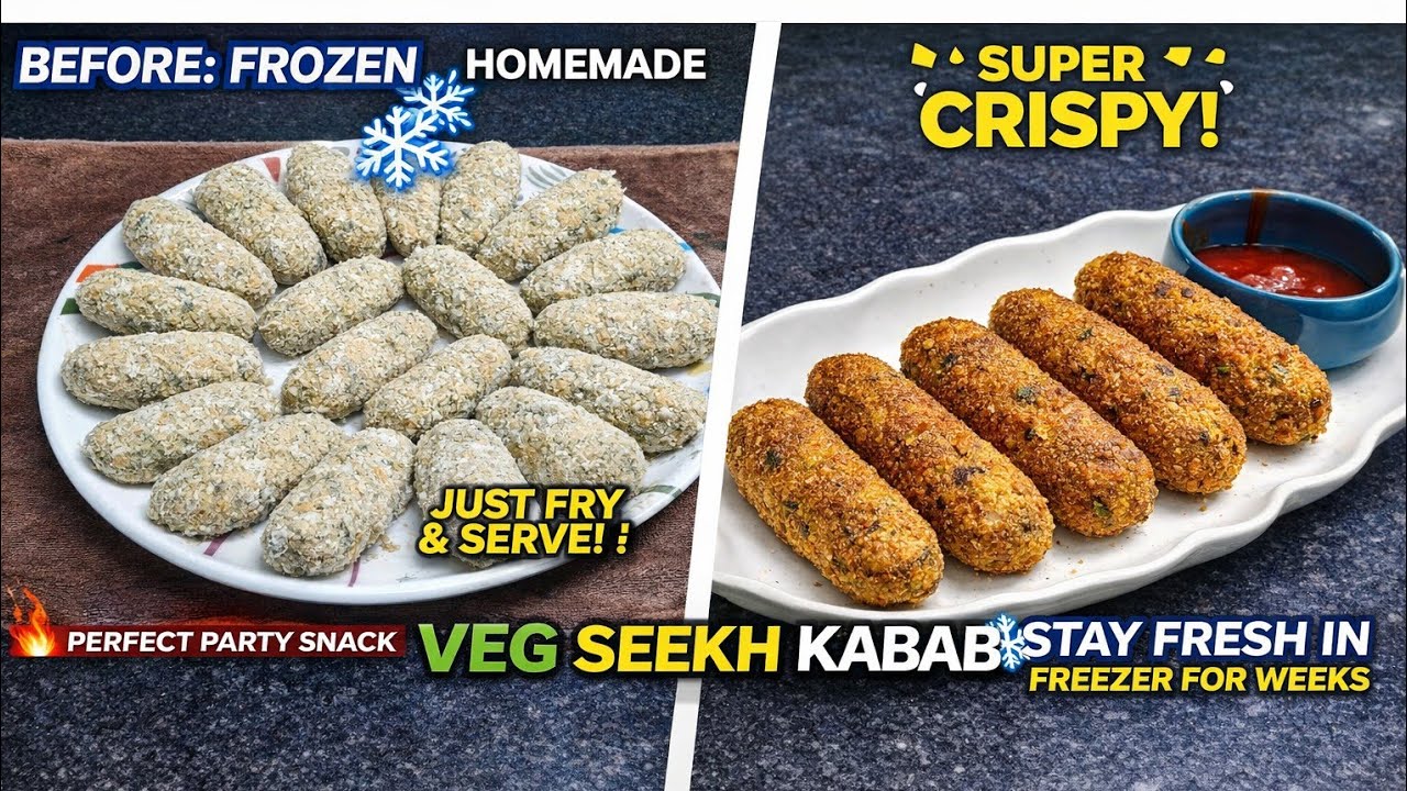 Make & Freeze Veg Seekh Kabab |Just Fry & Serve |No potato| Perfect for Busy Days| Party Snack | 