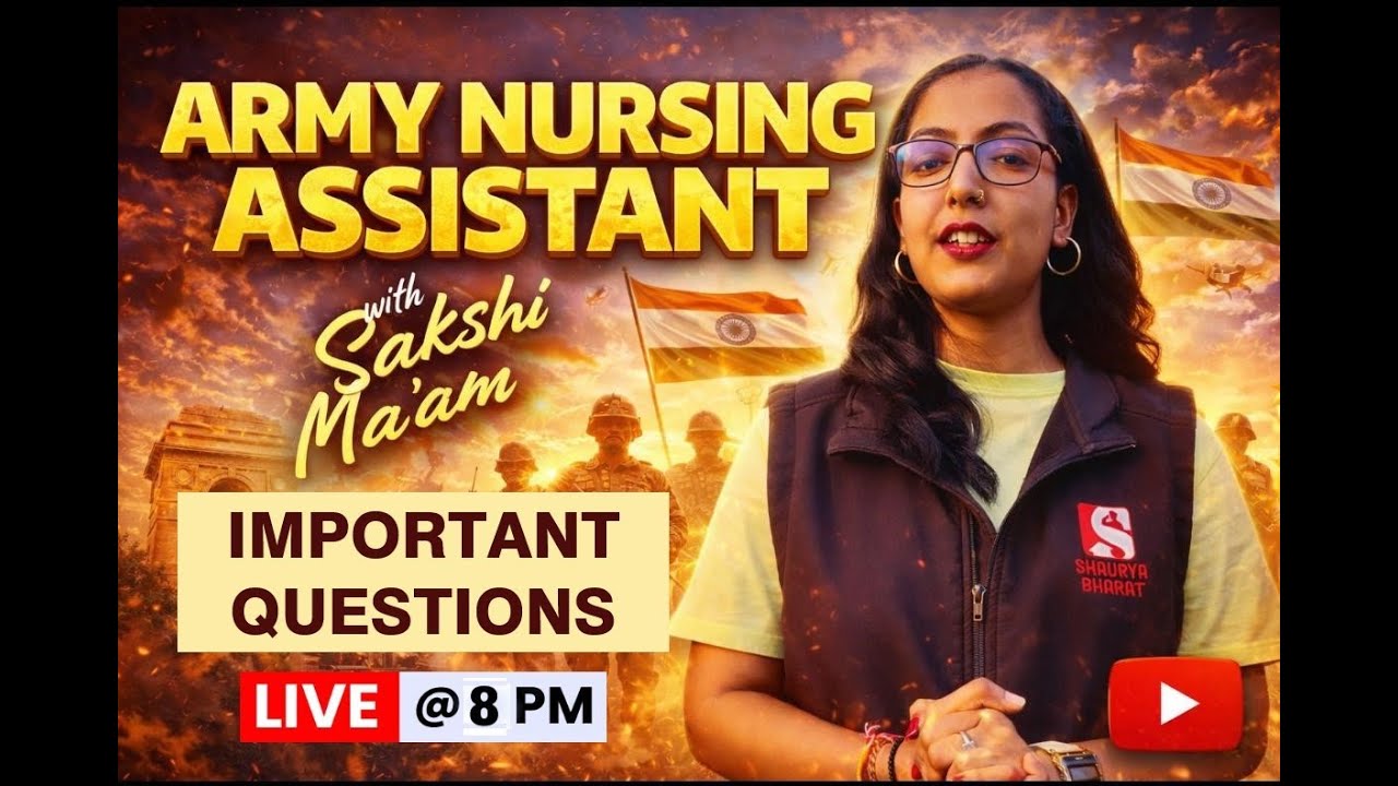 Important Questions | Army Nursing Assistant |Live Class @ 8 PM |   By Sakshi Maam