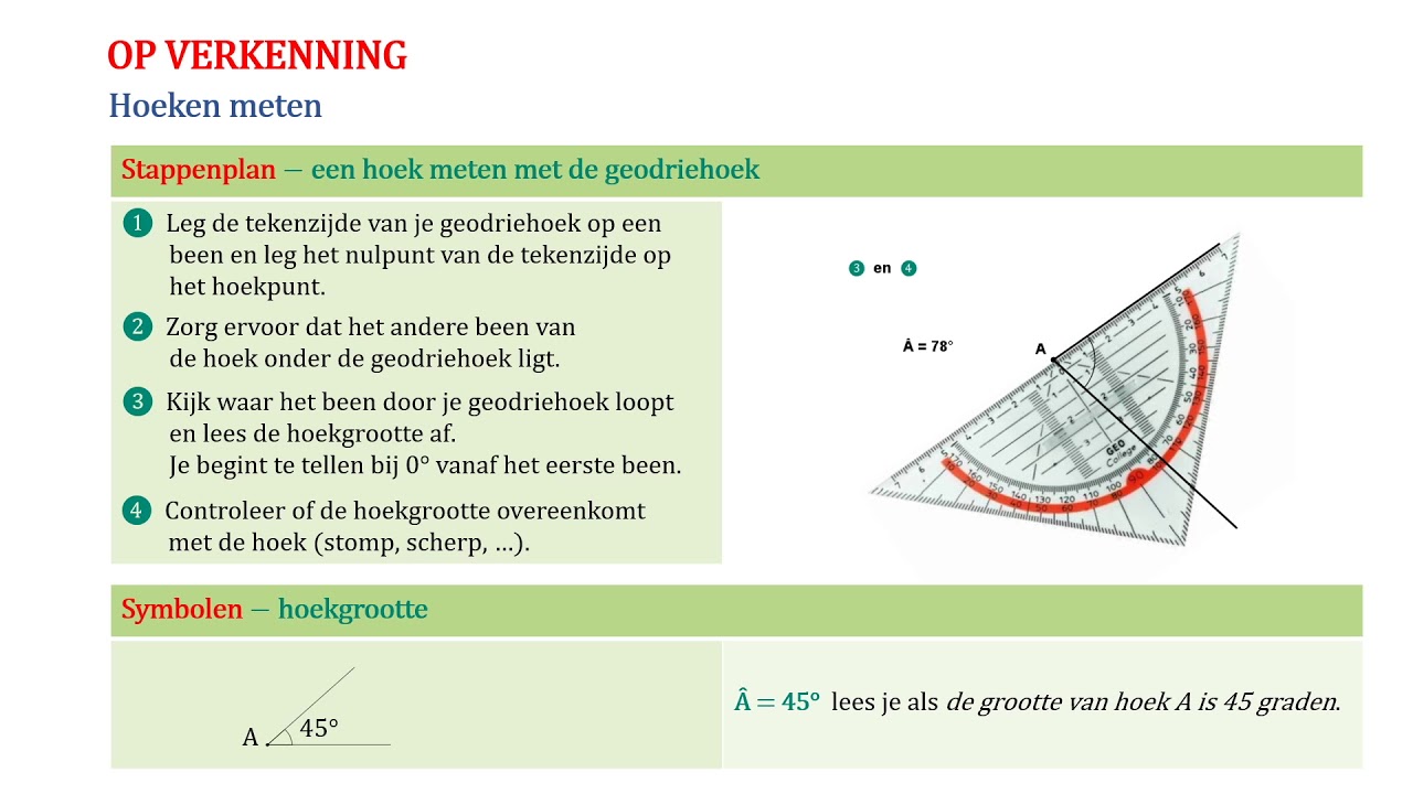 Wiskunde videoles 90 - M10: Hoeken meten en tekenen