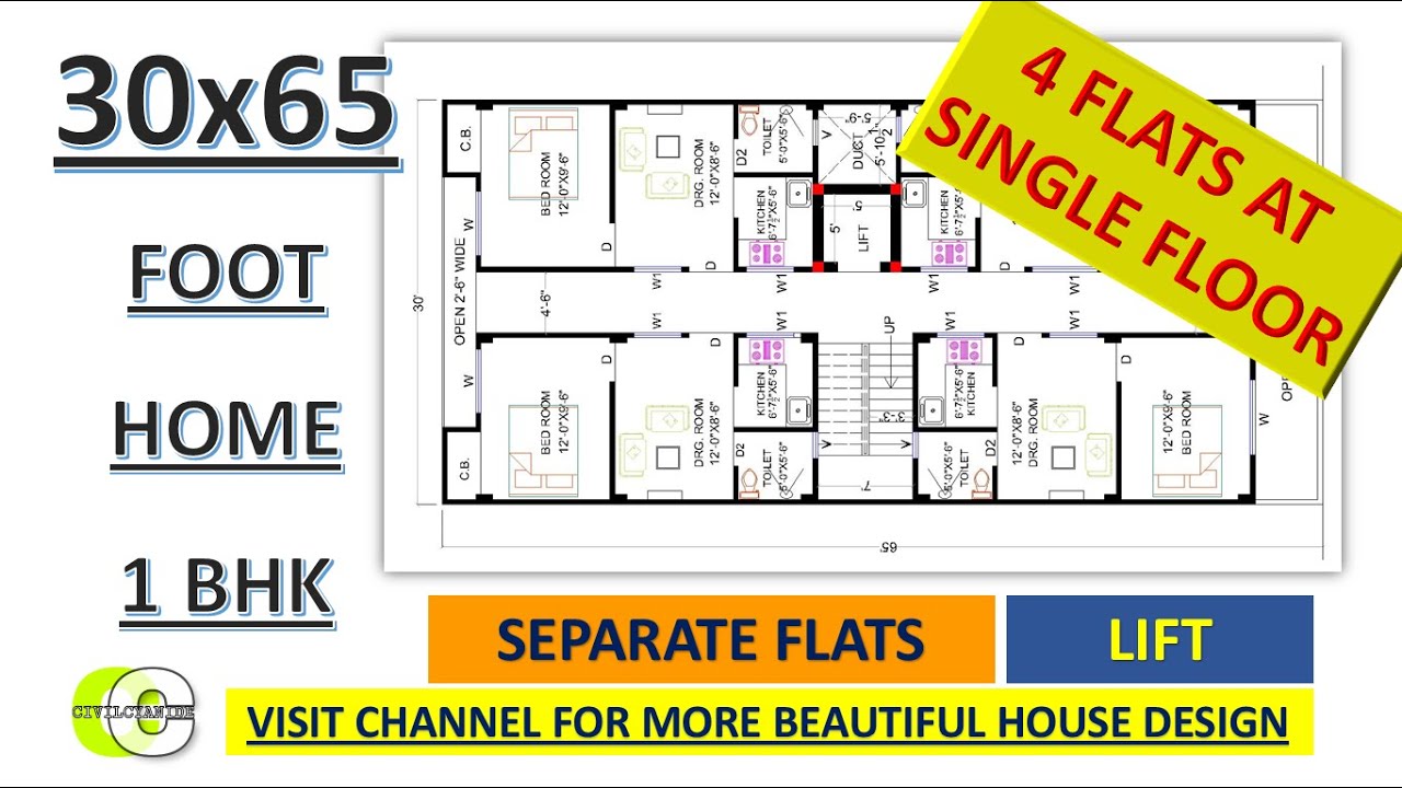 30X65  Foot 1 BHK Flat Design For Rent II 1BHK Separate Flat