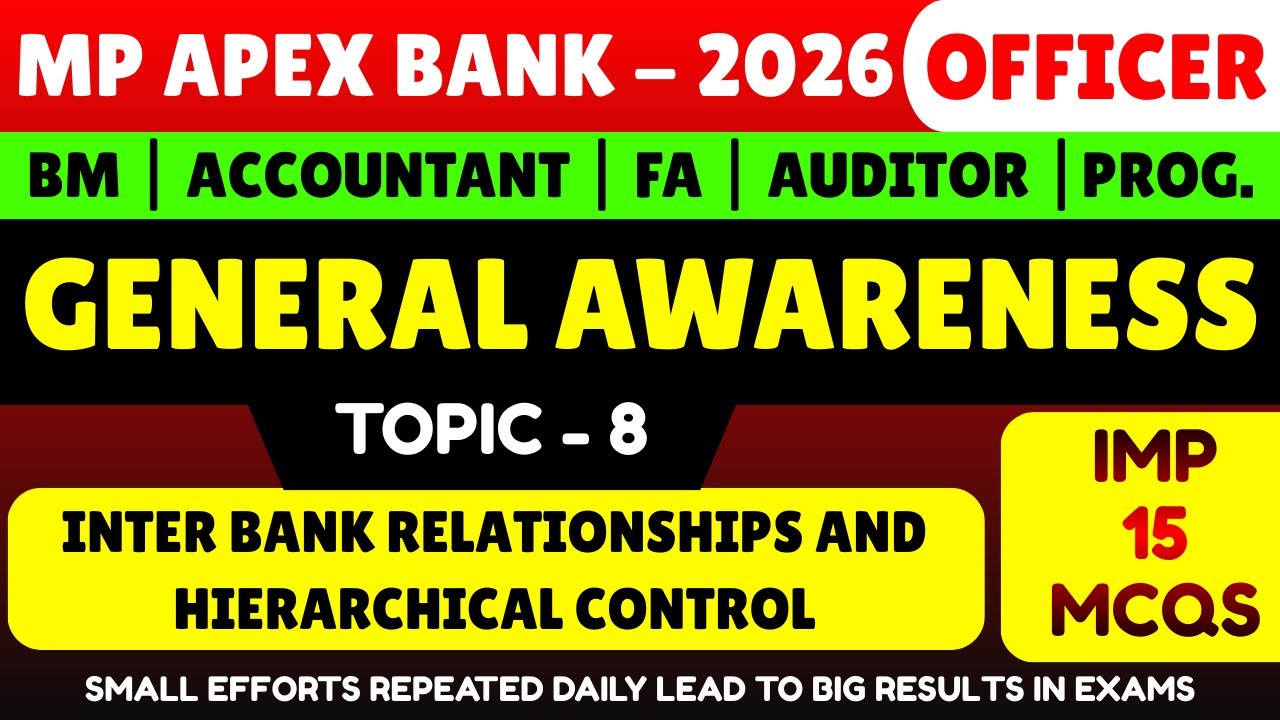 Inter Bank Relationships and Hierarchical Control MCQS | MP Apex Bank Officer General Awareness PDF