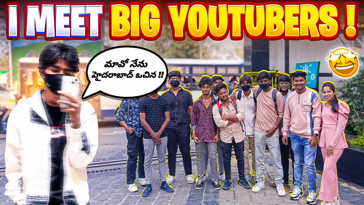 Mawooo nenu Hyderabadochina!😅| i meet ff big youtubers 😍