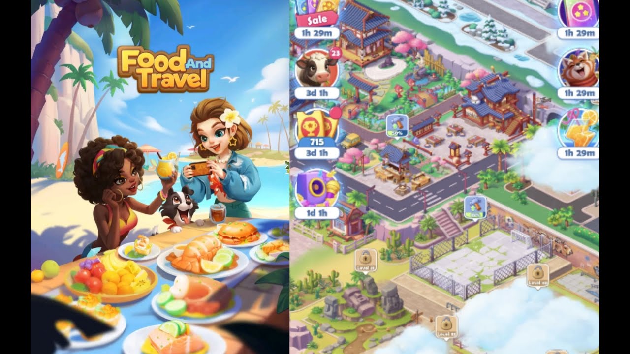 Food and Travel: Merge Game | Level  28  Part  24  🏕🏖   merge