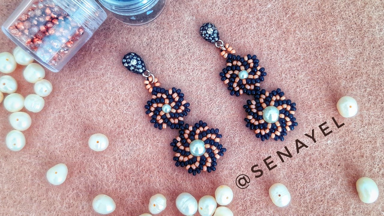 Kum Boncuktan Şık Küpe yapımı.  Stylish and Elegant Earring Making. DIY. Beading Tutorial.