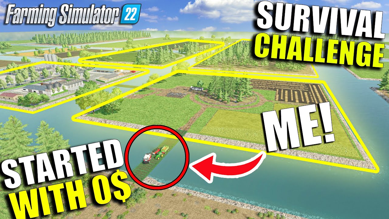 STARTED with $0 on SQUARE ISLAND - THE SURVIVAL CHALLENGE | Episode 1 | Farming Simulator 22