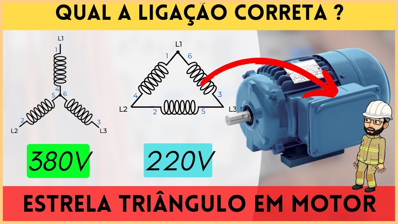 Como ligar ESTRELA TRIÂNGULO EM MOTOR 220-380V