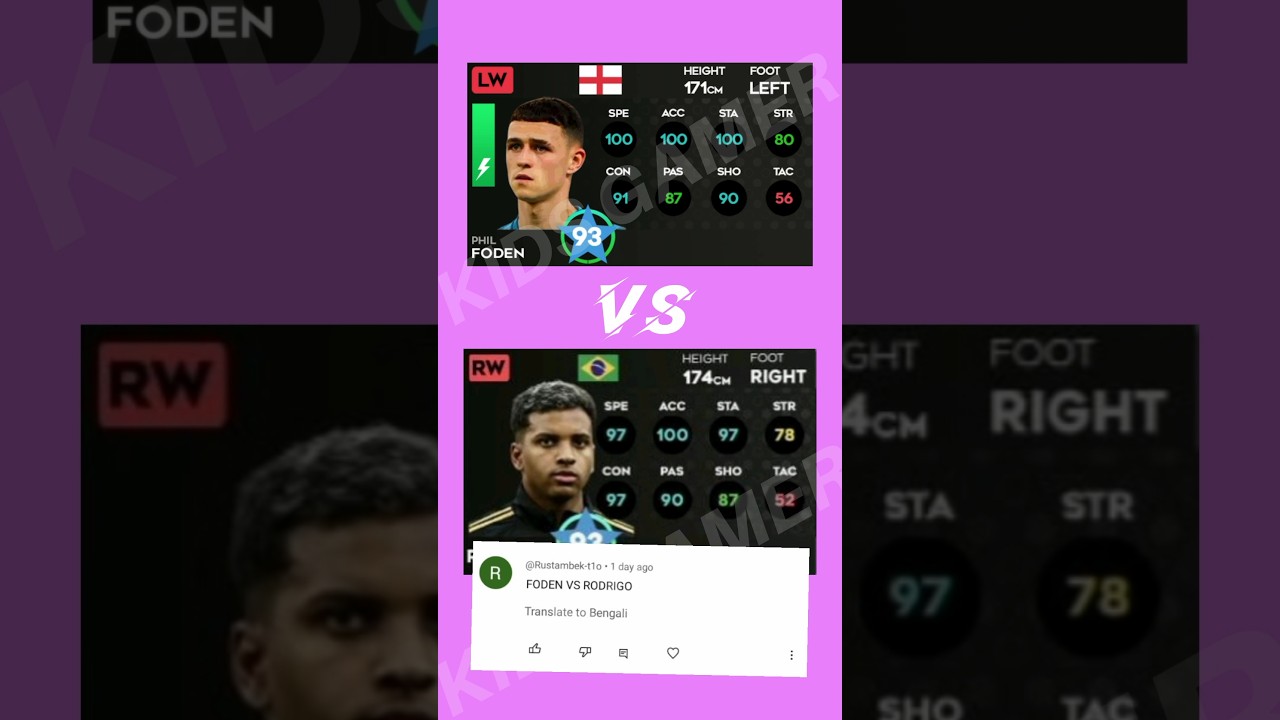 DLS 24P.FODEN VS RODRYGO FIGHT CARD COMPARISON#dls24 #dlscard #comparison #dlsgame #shortsfeed