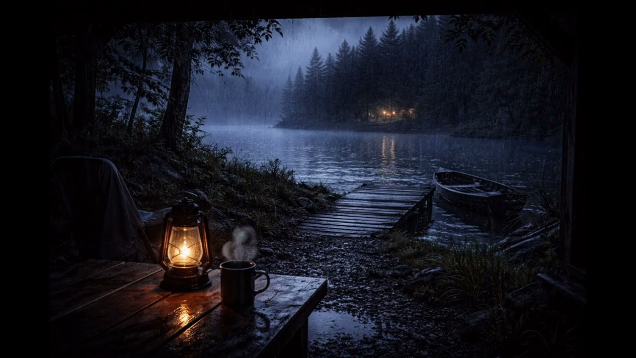 Calm Lake Rain at Night 🌧️ Sleep All Night | Deep Sleep White Noise