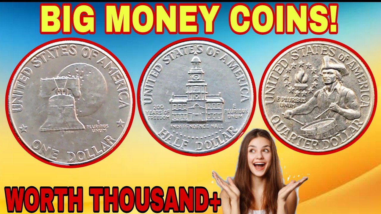 How much Bicentennial Quarter, Half Dollar, and Eisenhower Dollar coins are worth today