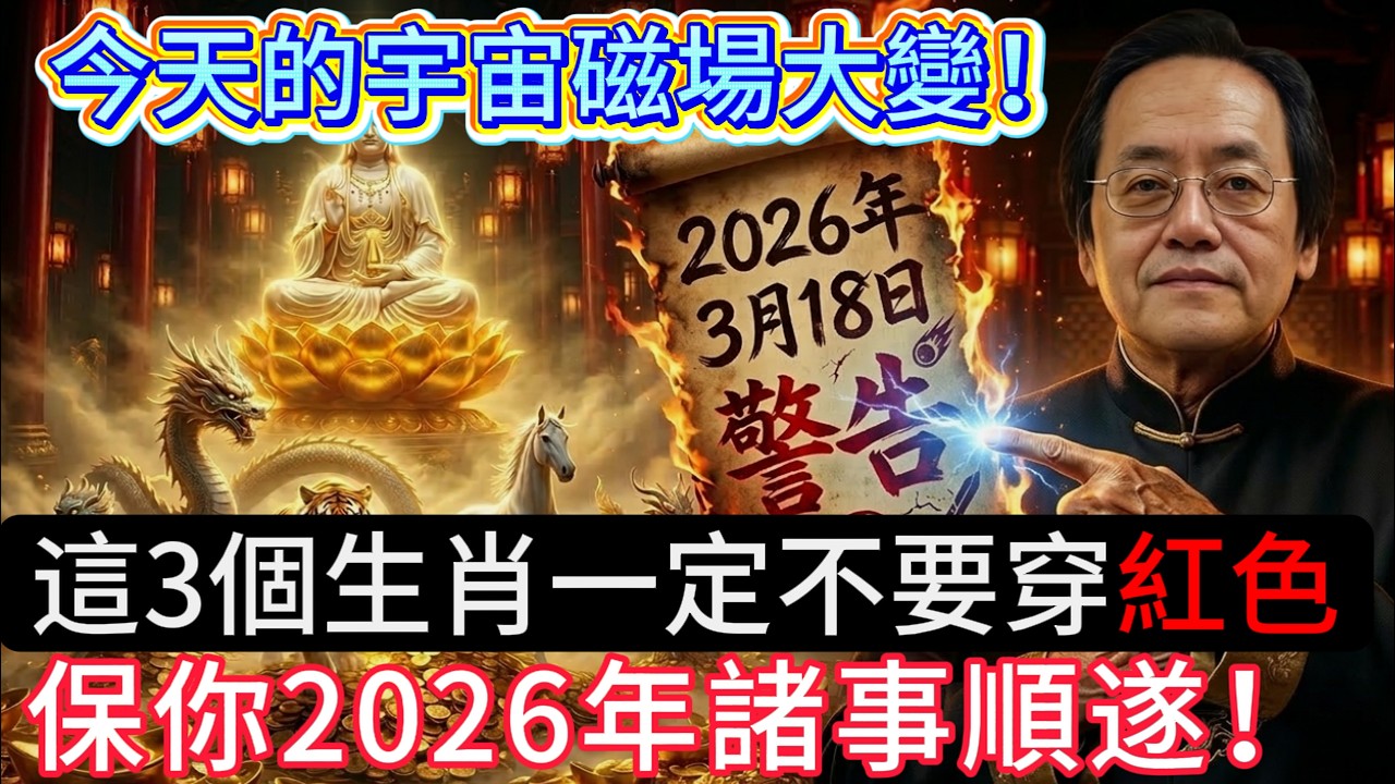 2026年3月18日運勢搶先預知，這三種生肖千萬不要穿紅色，一定要遠離這些事情，保你2026年諸事順遂！#易经 #倪海廈 #風水