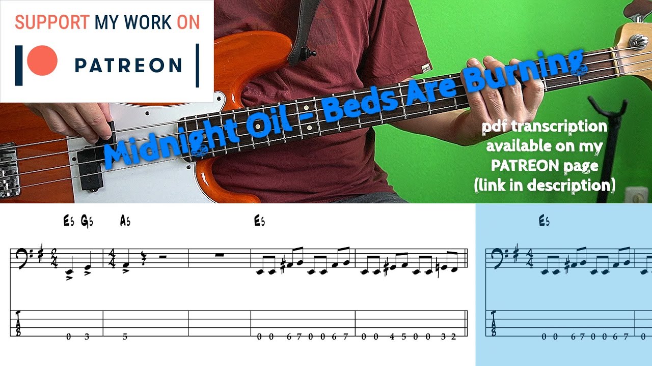 Midnight Oil - Beds Are Burning (Bass cover with tabs)