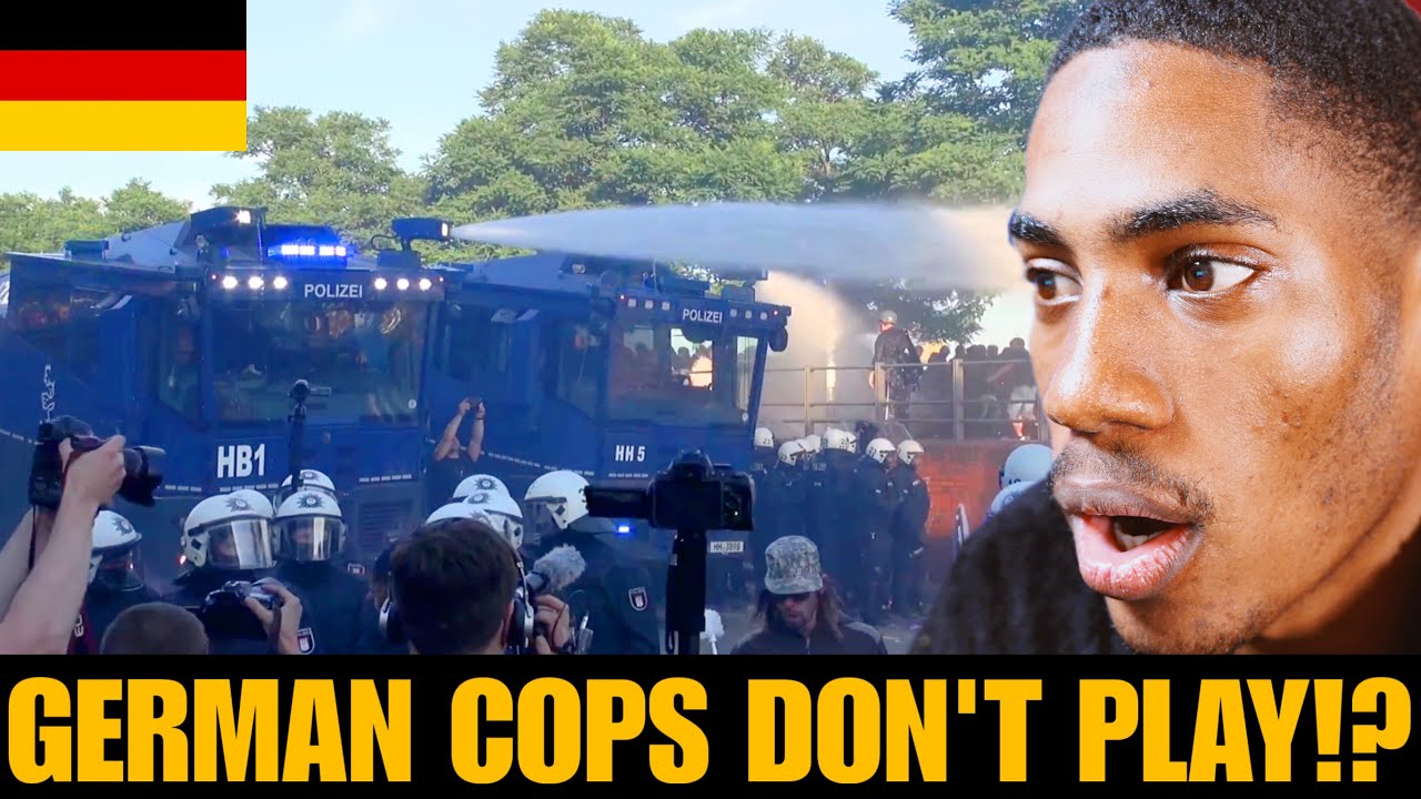American Reacts to German Water Cannon being used in Hamburg