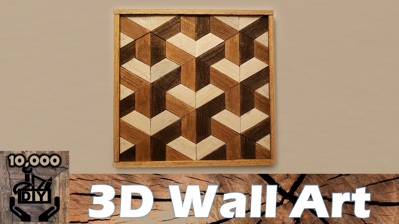 DIY : 3D Illusion Geometric Wooden Wall Art / Reclaimed wood wall art / Wall Accent / Wood Art