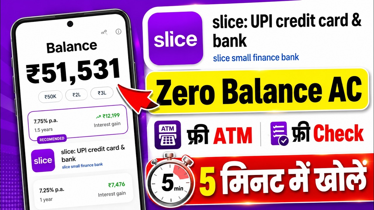 Slice Bank Account Opening | Slice Savings Account | Slice Account Opening | Zero Balance Account