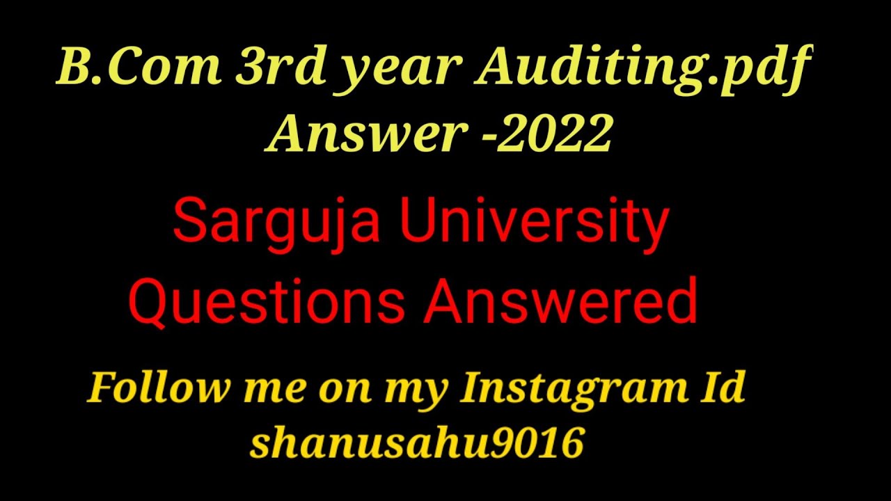 B.Com 3rd year Auditing