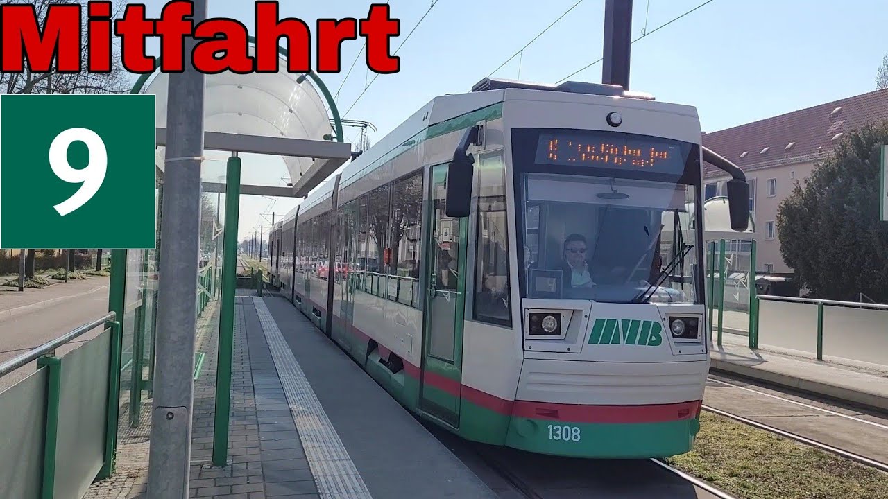 Straßenbahn Magdeburg - Mitfahrt im B6A2M auf der Linie 9 Leipziger Chaussee - City Carré