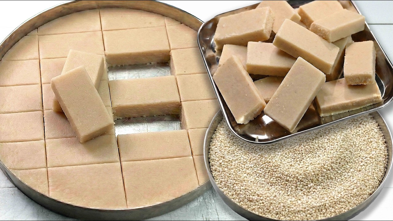 सिर्फ 3 चीज़ों से बनी मुँह में घुल जाने वाली तिल की बर्फी | Soft Til Milkcake Recipe
