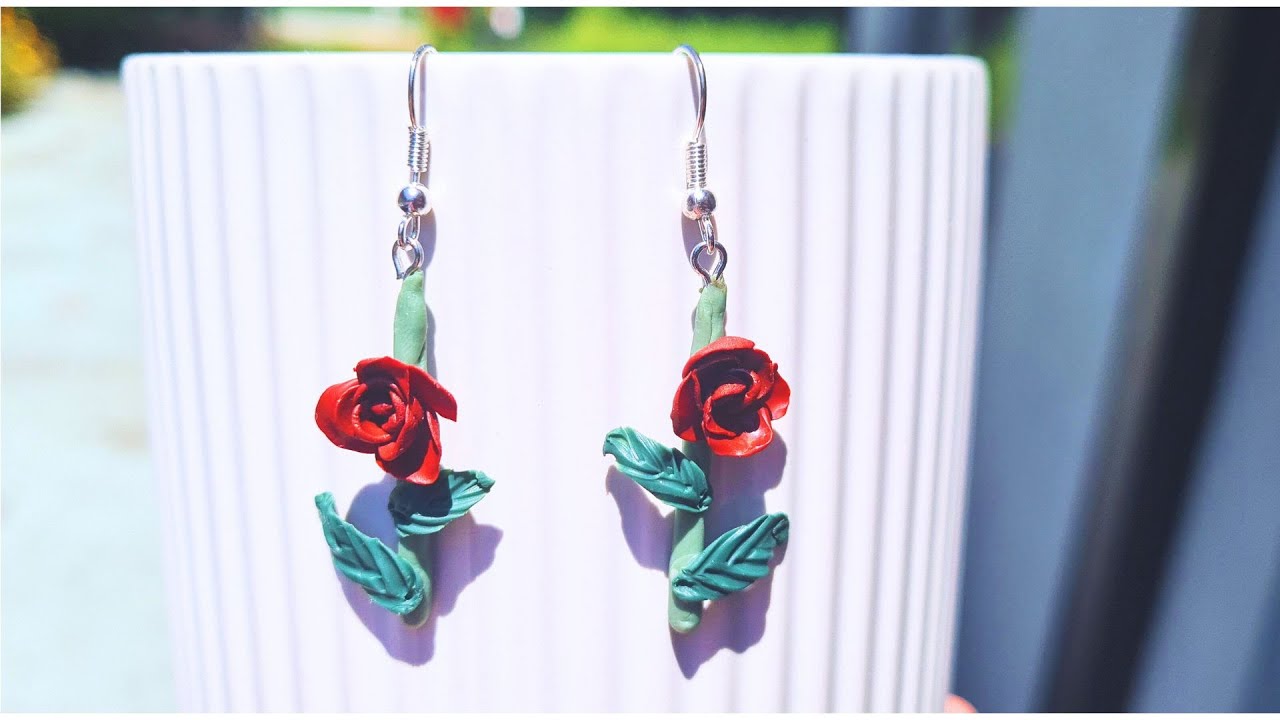 DIY Polymer Clay Rose Earrings | Cozy Tutorial Video | A Day In The Life Of An Introvert