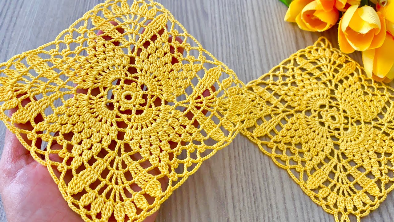 Crochet Super Beautiful Square Motif❗️Pineapple Pattern Motif Step by Step Tutorial