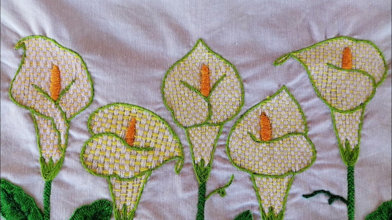 Bordado fantasía para flor (alcatraz) muy facil🌷🌷🌷