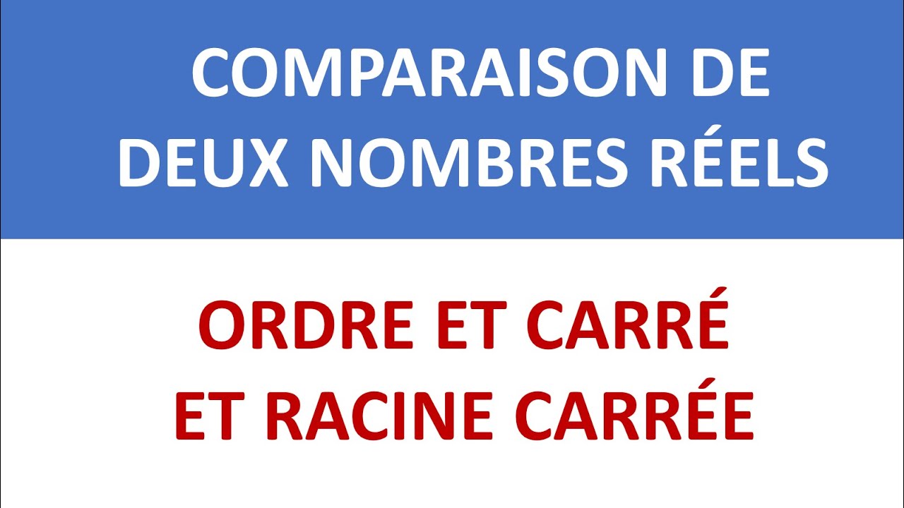 Comparaison de deux nombres réels, Ordre et carré et racine carrée ► Ordre et opérations, 3APIC BIOF