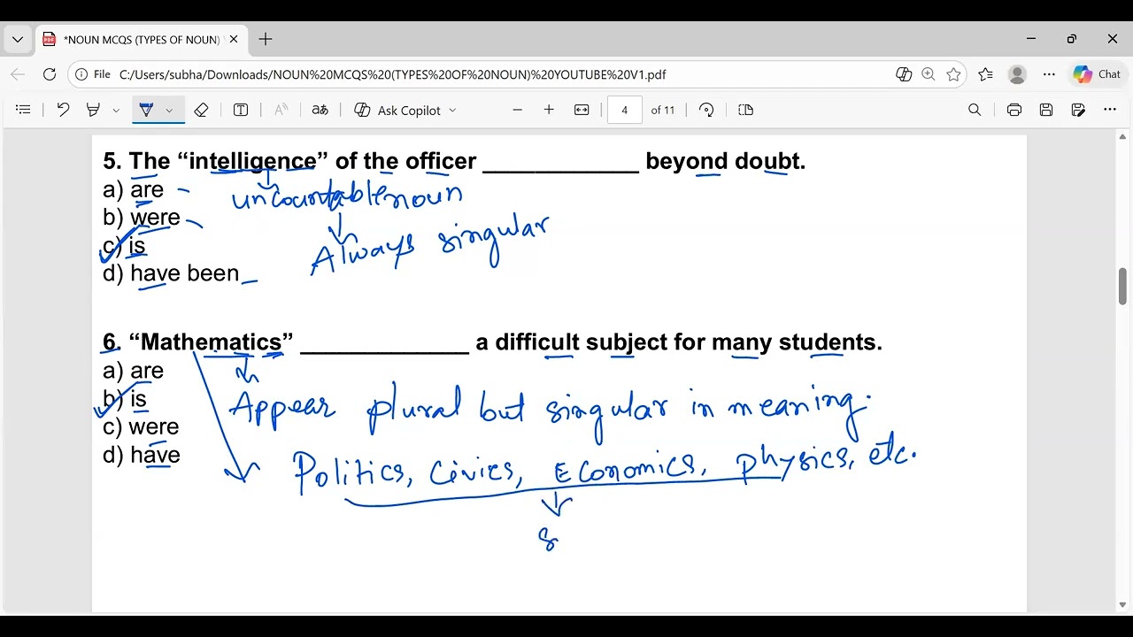 Types of Noun MCQs | Common, Proper, Collective & Abstract | SSC & APSSB English