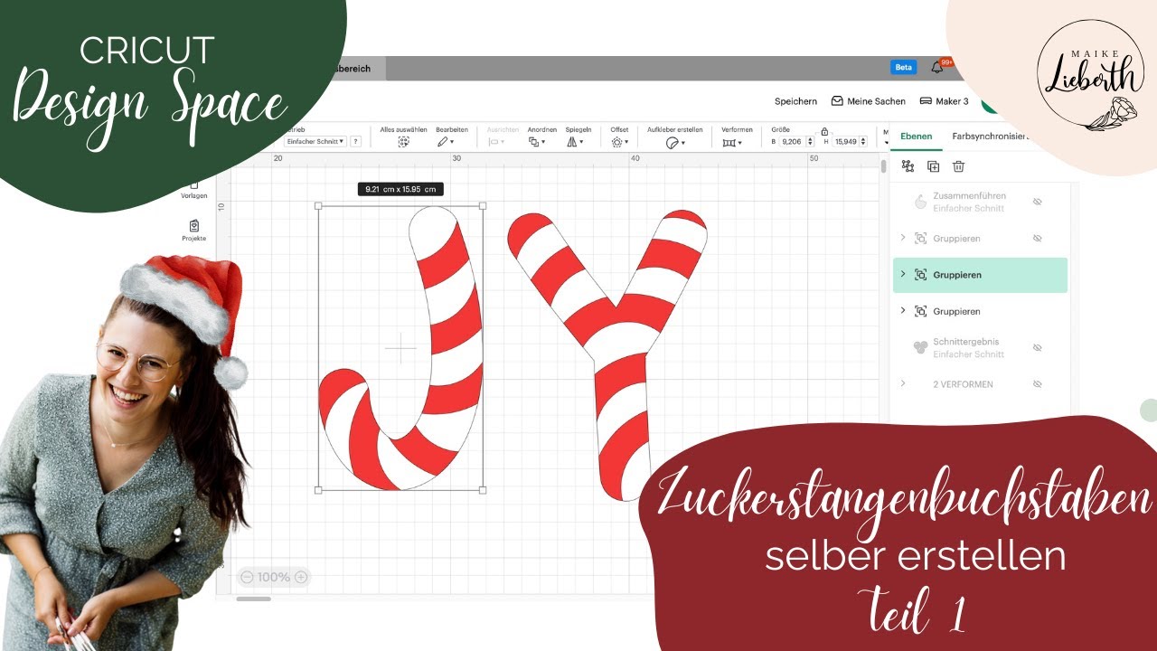 Zuckerstangen Buchstaben in Cricut Design Space erstellen - Teil 1