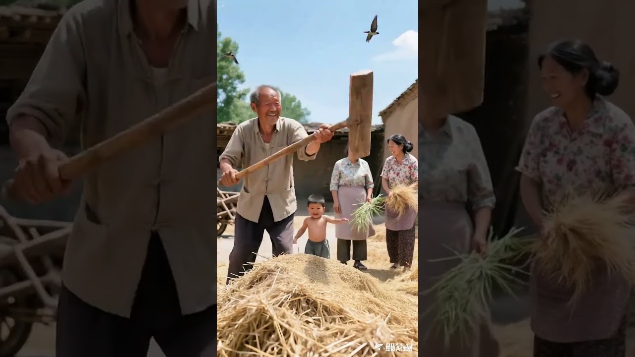 Boo absurd video, rural life, every grain is hard, share interesting videos.