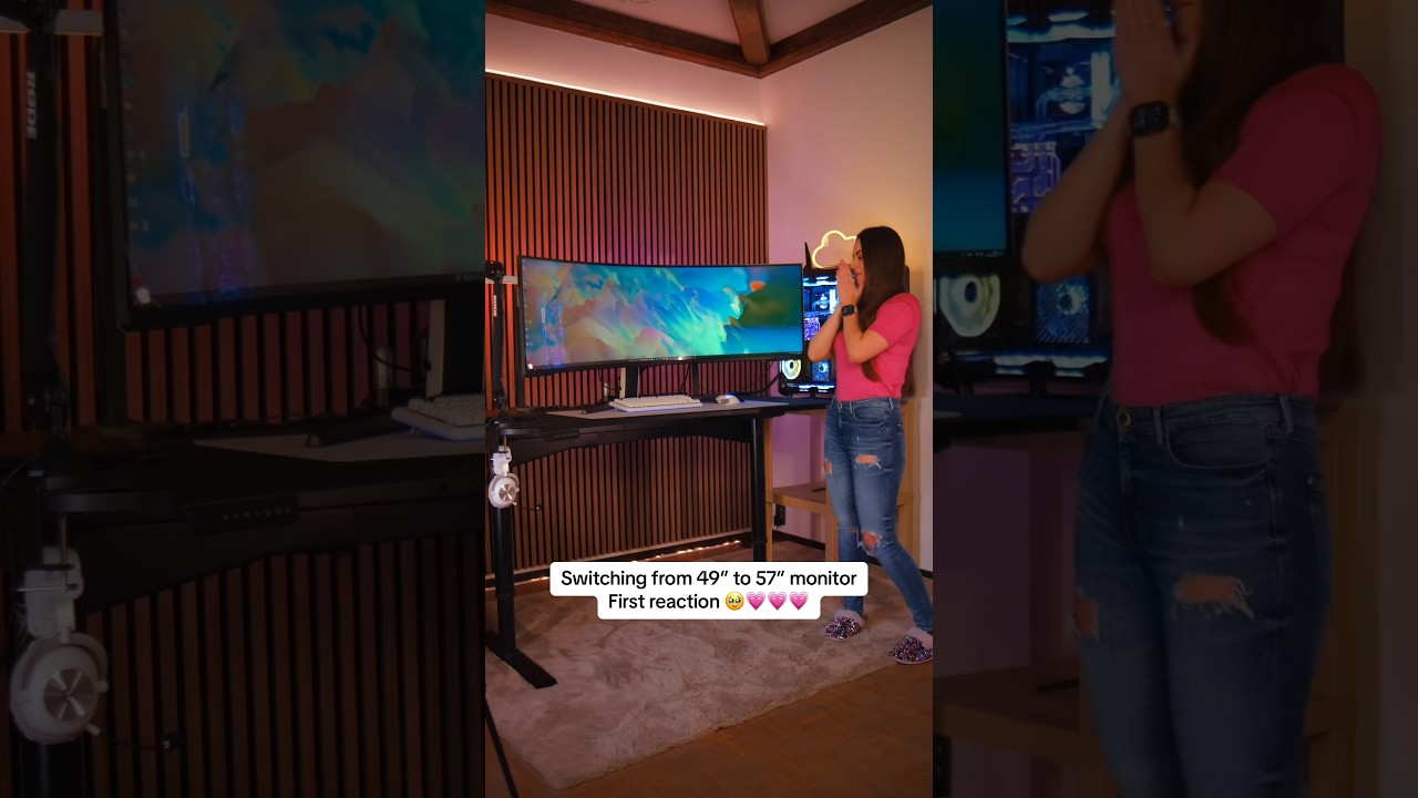 Switching from 49&rdquo; to 57&rdquo; Samsung Odyssey #gaming #firstreaction #setup #ultrawide