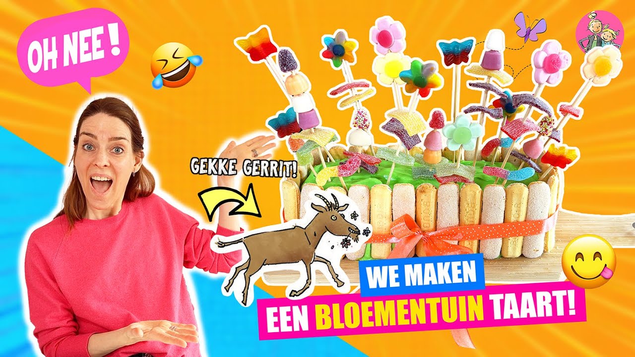 ZELF EEN BLOEMENTUIN TAART MAKEN! YUMMIE! *Maar Gekke Gerrit Eet De Bloemen Op!! &hearts;DeZoeteZusjes&hearts;