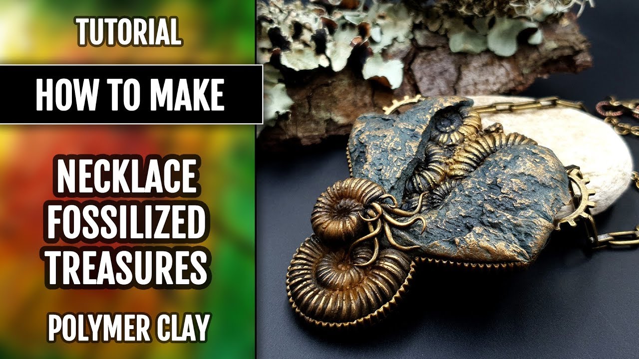 Free Tutorial: Polymer Clay Necklace Fossilized Treasures with Faux Ammonites!