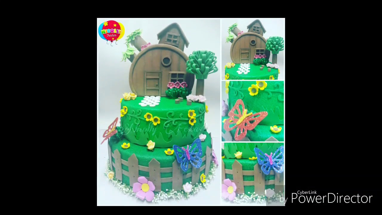 Decorando Bolo cenográfico (fake) da Masha e o urso.