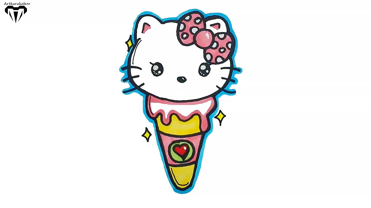 Hello kitty Dondurma Çizimi | Çocuklar için resim nasıl çizilir | Kolay Çizimler 237