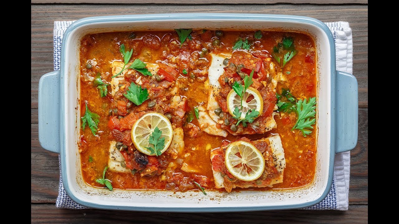 Mediterranean Baked Fish with Tomatoes and Capers