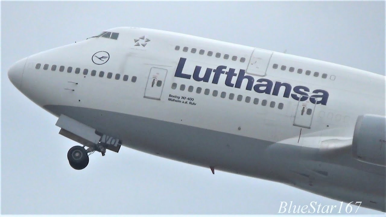Lufthansa Boeing 747-400 (D-ABVO) takeoff from KIX/RJBB (Osaka - Kansai) RWY 06R