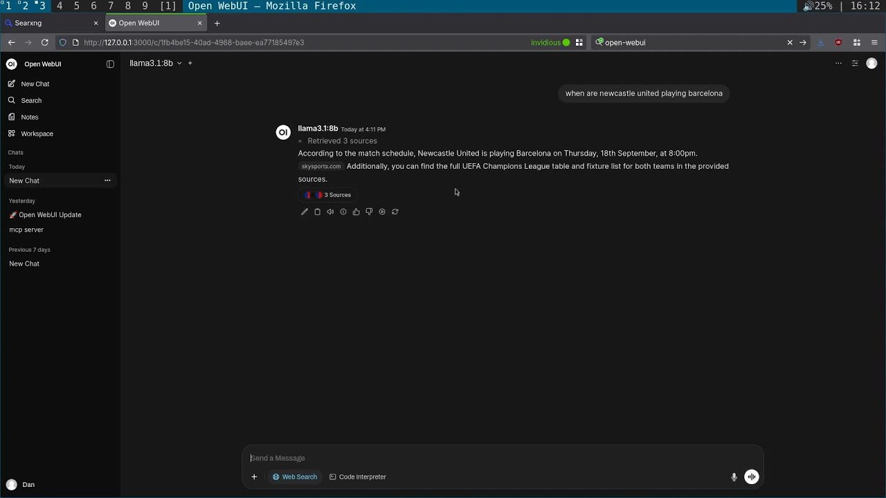 Open-webui install with Ollama and Seaxng for web searches
