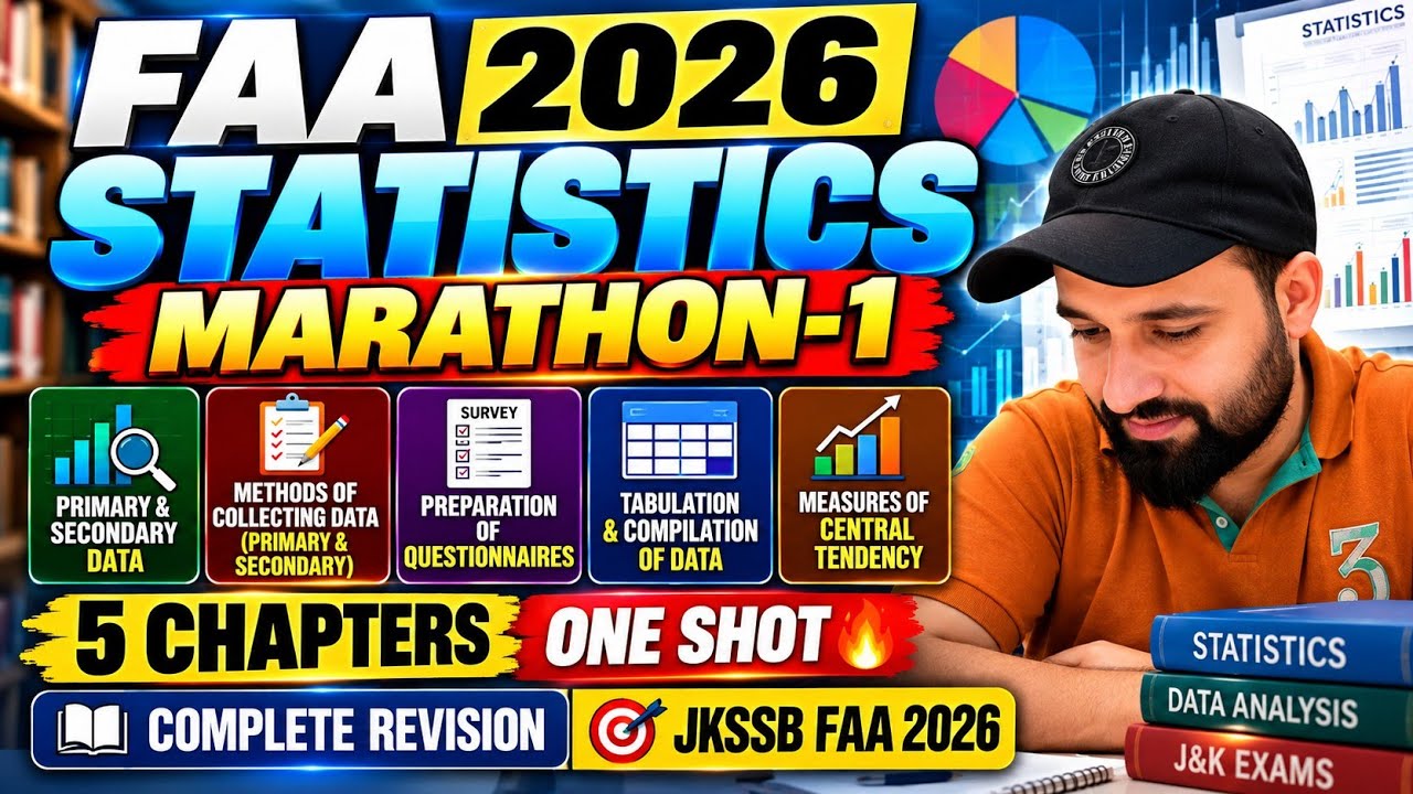 FAA 2026 STATISTICS MARATHON-1 🔥 | 5 CHAPTERS ONE SHOT | COMPLETE REVISION | JKSSB FAA 2026 #viral 
