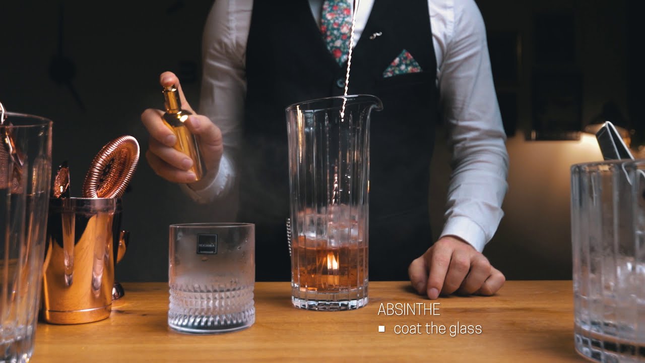 Festive cocktails - SAZERAC  by Cocktail time with Kevin Kos and Rogaska1665
