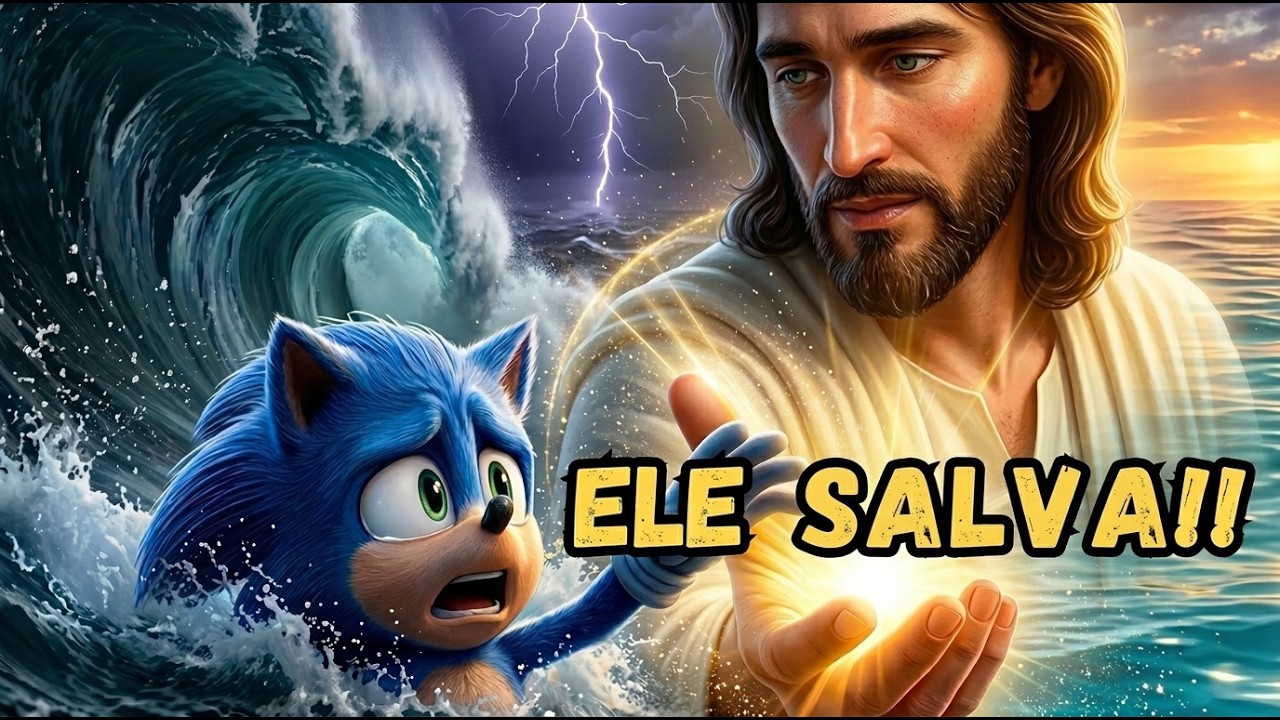 SONIC CAIU NO MAR?! 😱 Jesus ACALMA a TEMPESTADE! 🌊 | Música Infantil Cristã