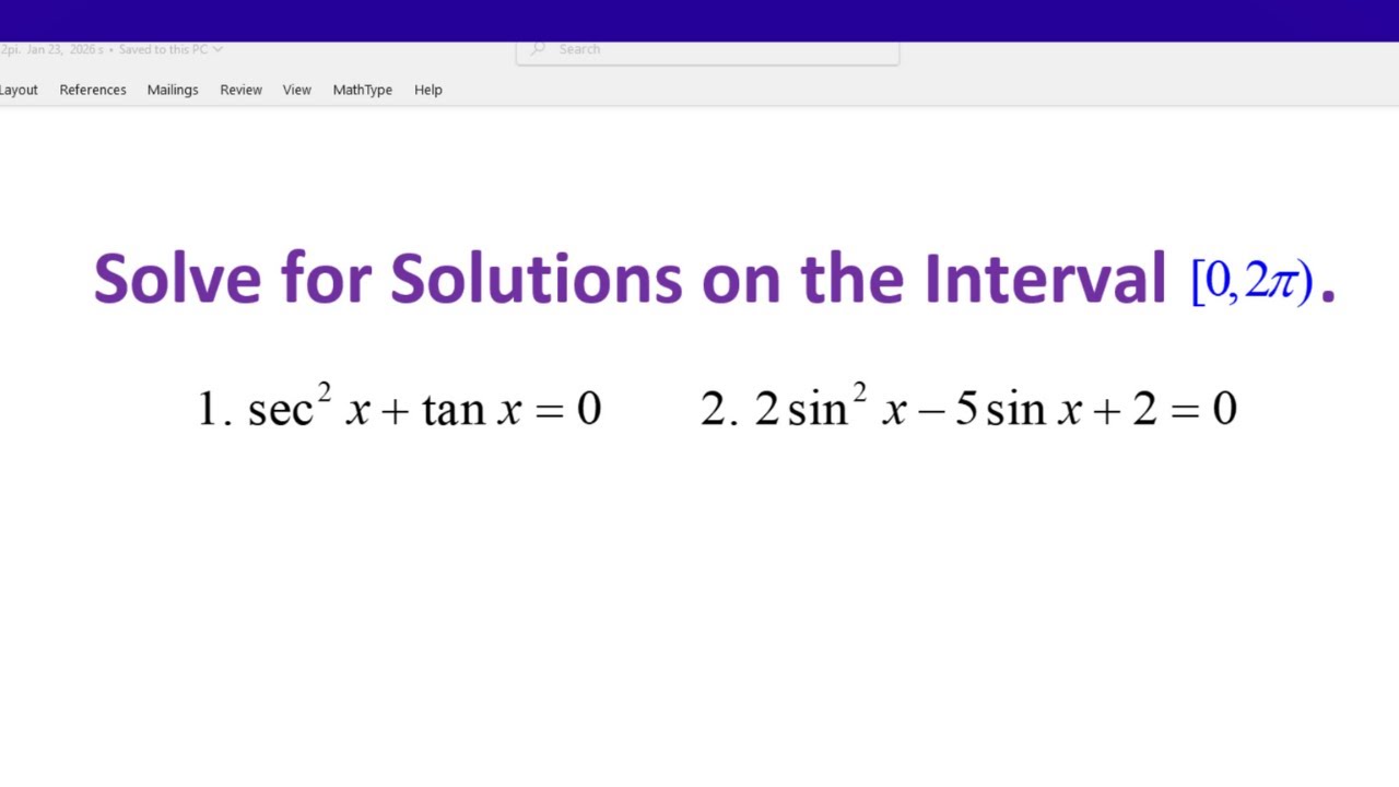 Найдите решения на интервале [0, 2π).