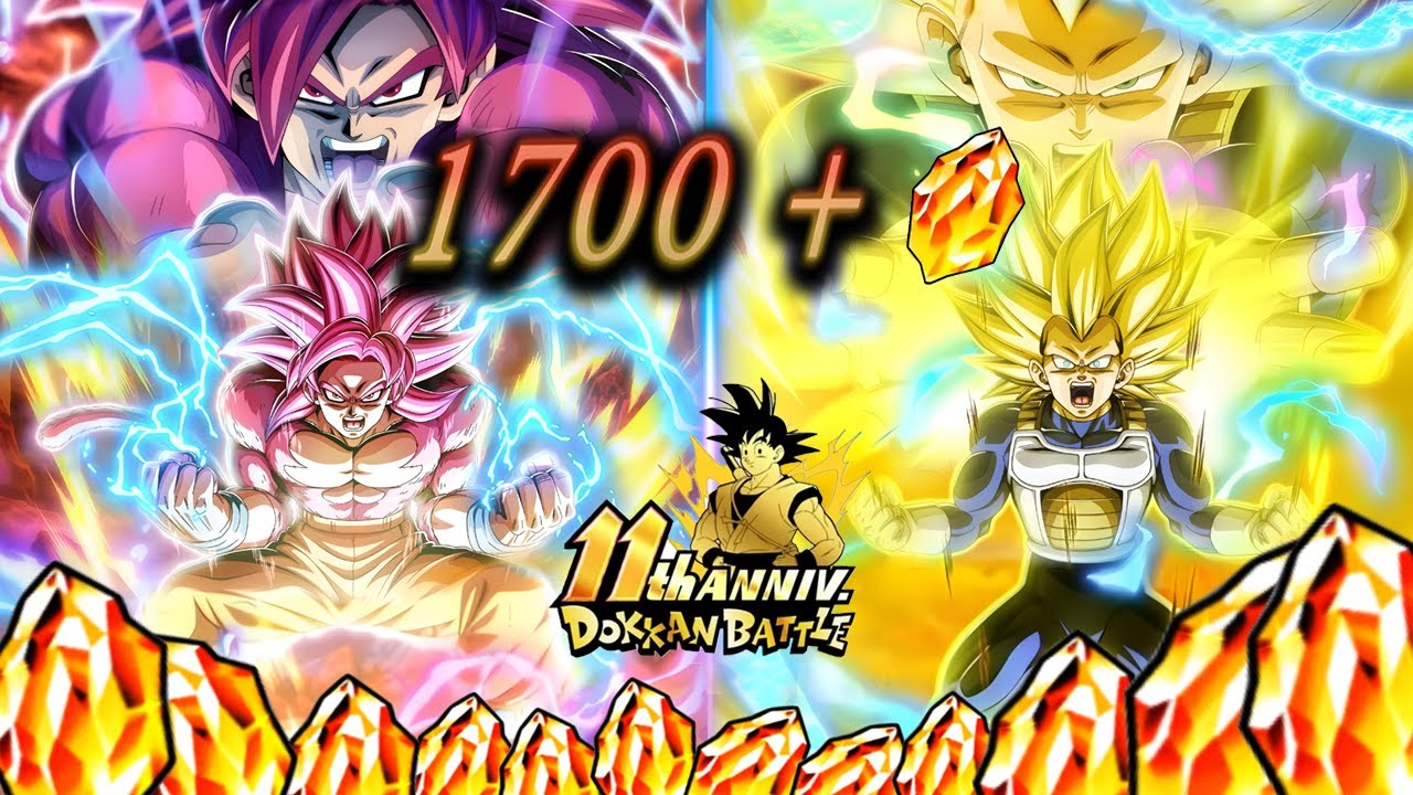 Dokkan Battle สุ่มตู้ 11 ปี 1700 เม็ด++ Goku ssj4 & Vegeta ssj3 Part 1 เกลือเกินไปไหม?