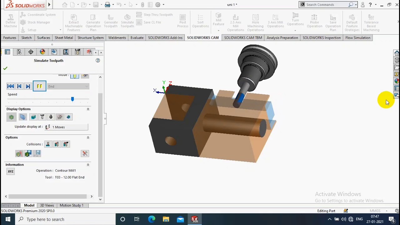 SOLIDWORKS CAM SIMULATION 2020 | БАЗОВОЕ УПРАЖНЕНИЕ № 1