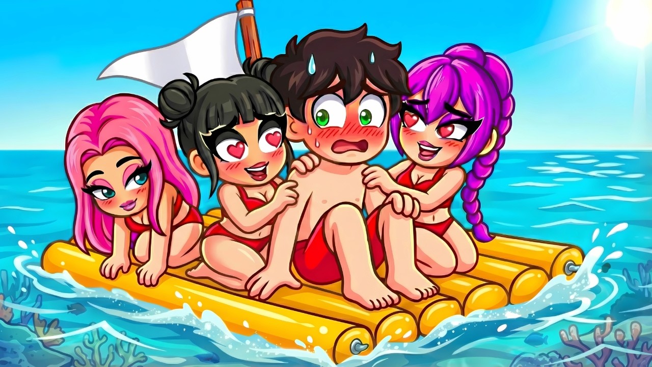 STUCK on ONE RAFT with HUNTRIX GIRLS...