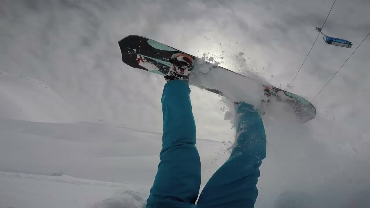 Snowboard taşa off pistte takılırsa...takla!!