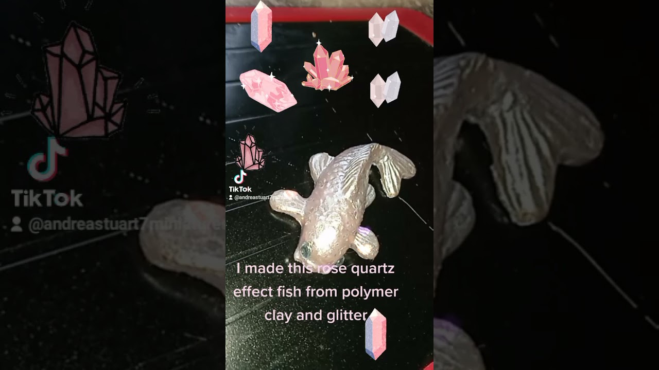 I made a rose quartz polymer clay fish