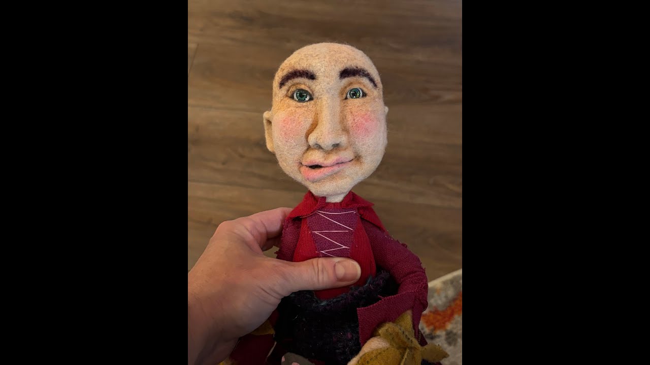 Needle felting doll eyebrows and hair. Leightfootfelts.