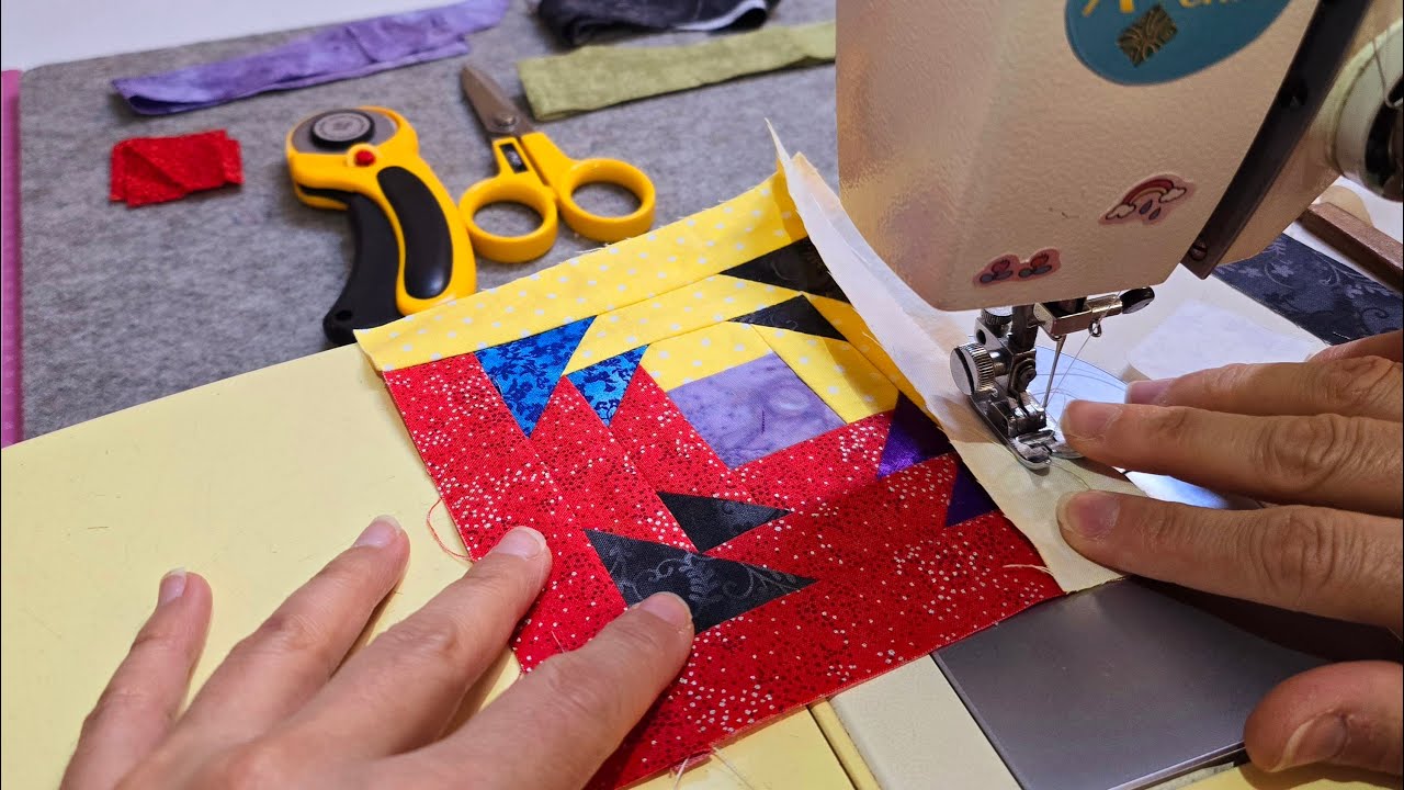 Patchwork tutorial: bring your scrap fabric in any size to sew a very beautiful quint craft
