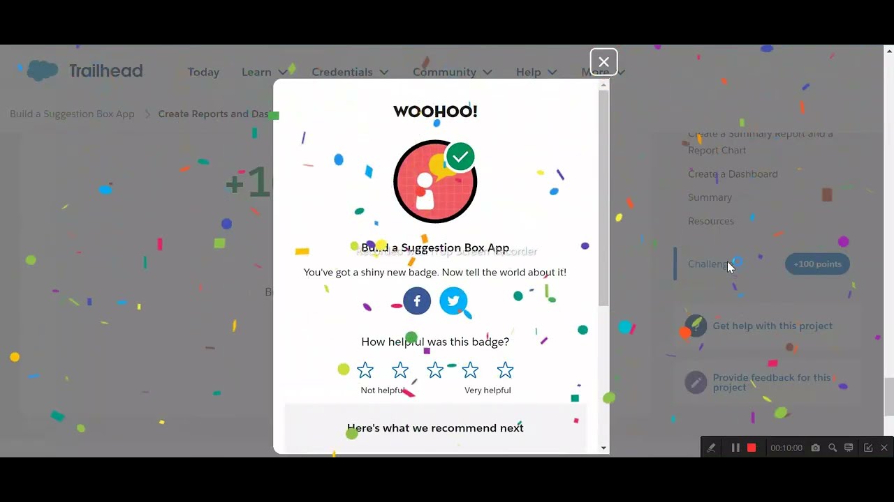 Create Reports and Dashboards | Build a Suggestion Box App | Salesforce