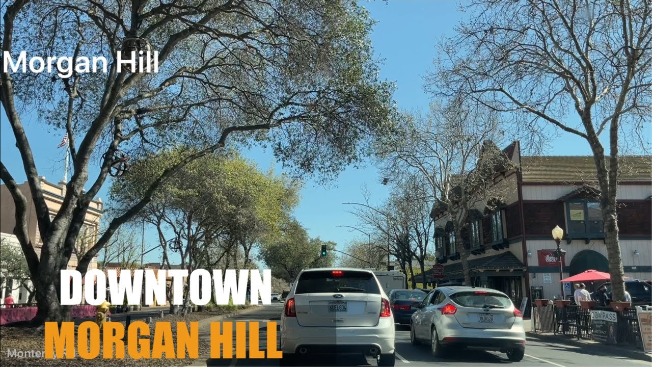 Morgan Hill California - Driving Downtown - USA