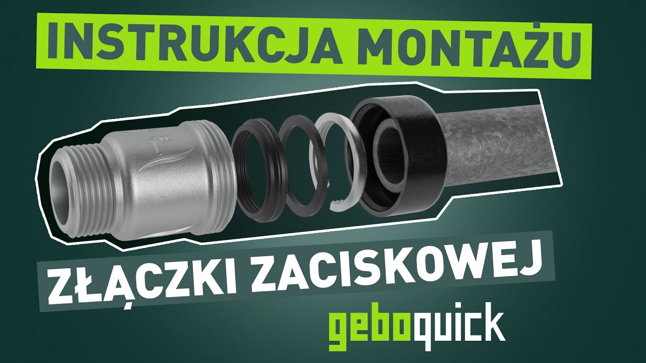 Instrukcja montażu: uniwersalna żeliwna złączka zaciskowa GEBO Quick do rur stalowych, czarnych i PE